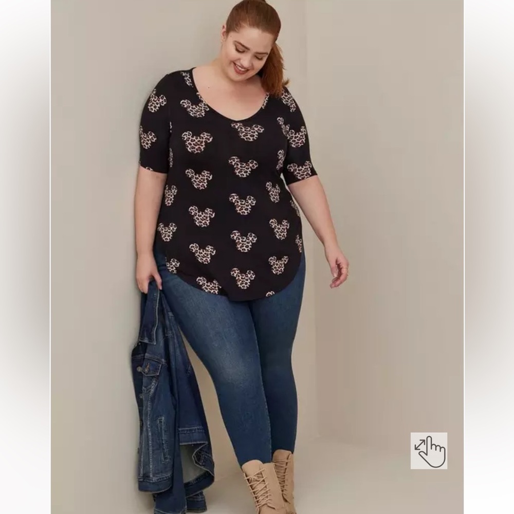 Torrid quarter sleeve cheetah Mickey shirt